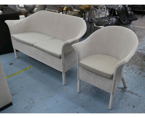 LLOYD LOOM MONTPELLIER SEATING SET, including sofa, 155cm W and two chairs, 70cm W. (3) 