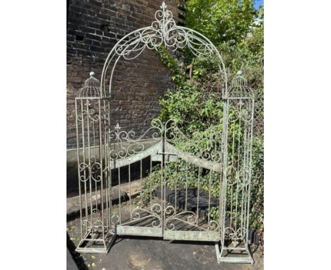 ARCHITECTURAL GARDEN GATE, 250cm x 185cm x 38cm, Regency style, verdigris finish. 