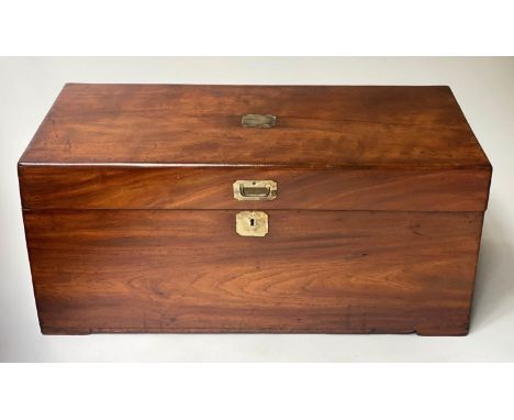 TRUNK, 19th century camphorwood with rising lid and carrying handles, 102cm x 49cm x 48cm H. 