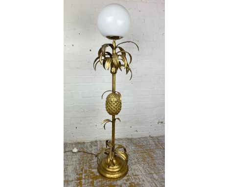 PINEAPPLE FLOOR LAMP, circa 1970's French, gilt metal, in the manner of Maison Jansen, 140cm H. 