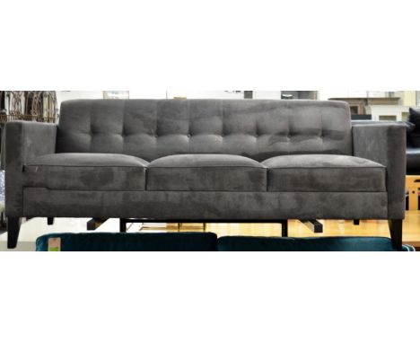 SOFA, 192cm W x 70 D x 73.4 H, contemporary design, grey fabric upholstered. 