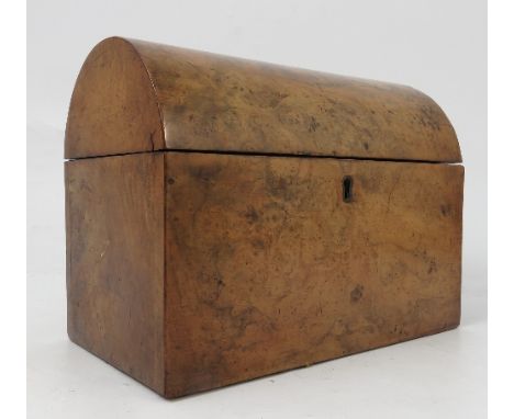 A 19th century walnut dome top tea caddy, the interior fitted with two covered compartments, width 8.25ins