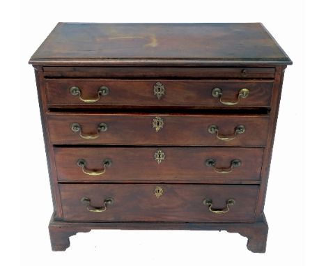 A 19th century mahogany chest, fitted with a brushing slide over four long graduated drawers, raised on bracket feet, width 3