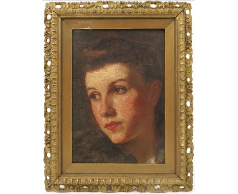 A 20th century oil on board, portrait of a young woman, 9.5ins x 6.5ins