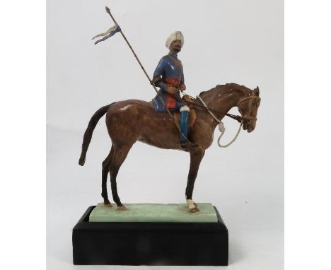 A Royal Worcester model, Bengal Lancer, modelled by Geraldine Blake, dated 1953, af, on plinth base, height including base 11