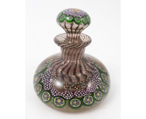 A Stourbridge style 19th century millefiori paperweight inkwell, of onion shaped form, height 4.25ins Condition report: stopp