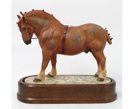 A Royal Worcester limited edition model, of Suffolk Stallion, modelled by Doris Lindner, with plinth and certificate
