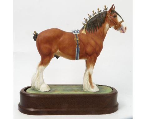 A Royal Worcester limited edition model, of Clydesdale Stallion, modelled by Doris Lindner, with plinth and certificate
