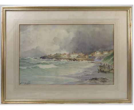 T S Hutton, watercolour, Seaton Sluice, 12.5ins x 19.75ins 