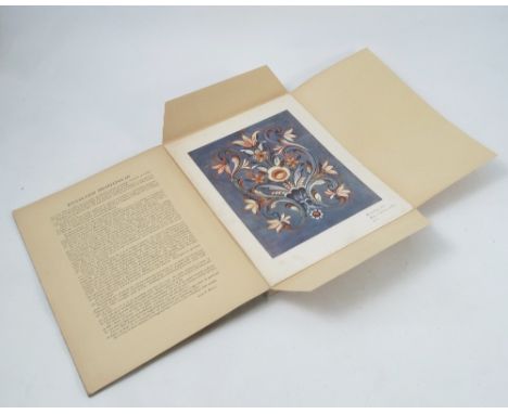 A collection of folders relating to the Norwegian decorative folk art Rosemaling, titled 'Gammel Rosemaling I Rogaland' which