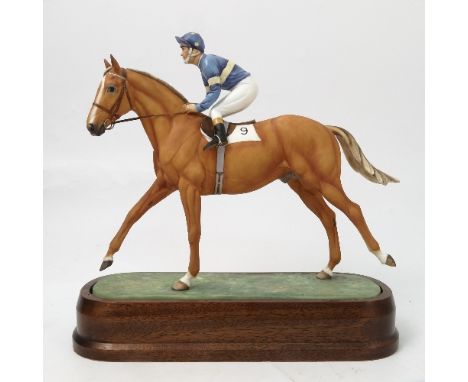 A Royal Worcester limited edition model, of Grundy and Pat Eddery, modelled by Doris Lindner, with plinth and certificate
