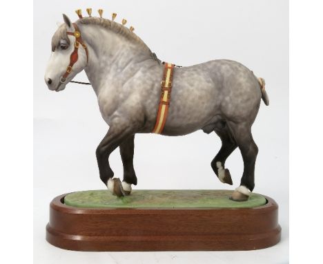 A Royal Worcester limited edition model, of Percheron Stallion, modelled by Doris Lindner, with plinth and certificate
