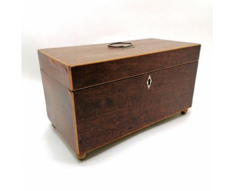 Antique mahogany Tea caddy with glass mixing bowl 30cm x 15cm deep x 17cm high. 