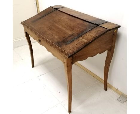 Antique continental walnut clerks desk 115cm long x 65cm deep x 87cm high. Some staining to the top 
