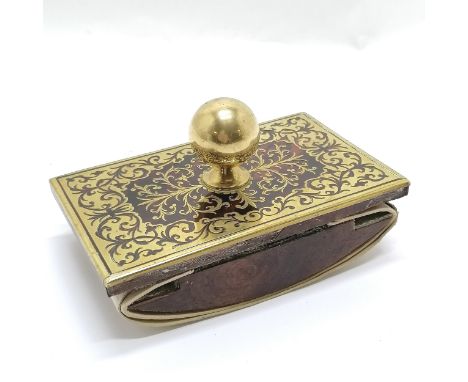 Antique boule work desk blotter with brass handle and rosewood veneer by W G Vickery Regent St. London14.5cm x 9cm - Some los