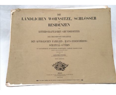 1857 German book containing 8 x complete panes of residences and palaces of the Prussian nobility by Alexander Duncker (1813-