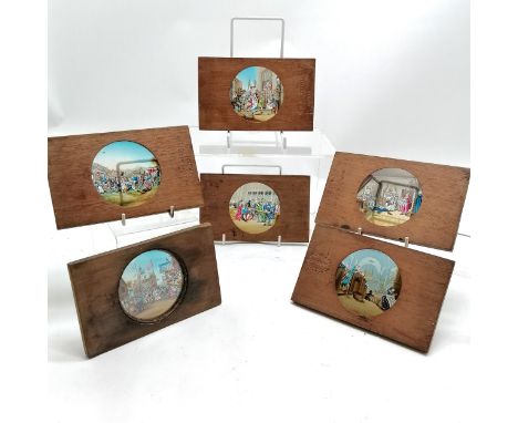 4 x antique Newton Fleet St., London + 2 x Newton &amp; Co magic lantern slides of Hogarth pictures - largest 16.5cm x 10cm ~