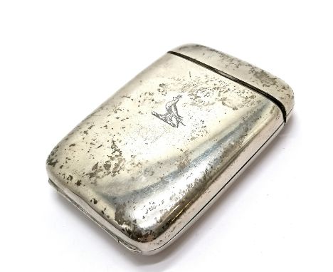 1900 silver cigarette case by IE - 8.5cm x 6cm &amp; 98g ~ lid has split to 1 side and the case has some scratches 