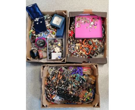 3 boxes of costume jewellery inc beaded bangle - SOLD ON BEHALF OF THE NEW BREAST CANCER UNIT APPEAL YEOVIL HOSPITAL 