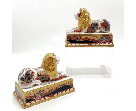 2003 Royal Worcester Nelson collection : pair of Trafalgar lions - 15cm long &amp; no obvious damage 