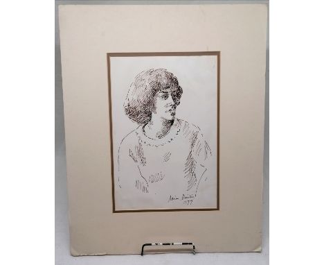 1977 mounted pen and ink portrait by Adrian Maurice Daintrey (1902-88) - 45cm x 36cm 