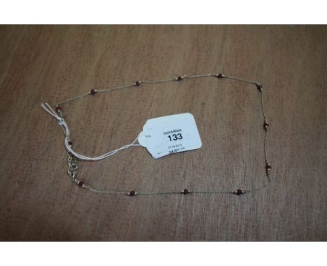 Silver and ruby 'bead' necklace