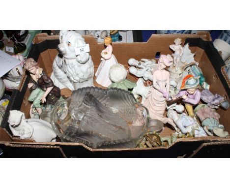 A number of decorative ceramic figures, floral decorated vases and other items of decorative china