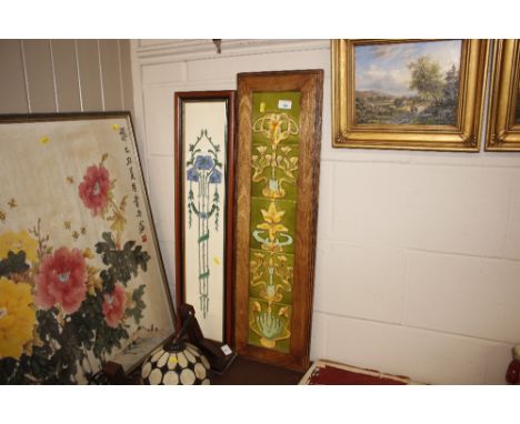 Two framed art nouveau style tile panels 