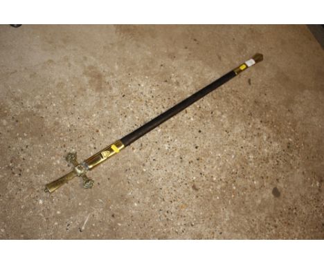 A dress sword by Meyer &amp; Mortimer Conduit Street with brass hilt and brass mounted scabbard 