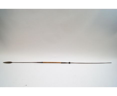 An African Zulu hunting spear, approximately 217cm long