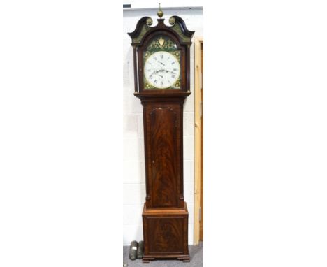 A mid-18th century Scottish mahogany eight day longcase clock, the painted dial inscribed R. Allexander, Leith (1751-73), wit