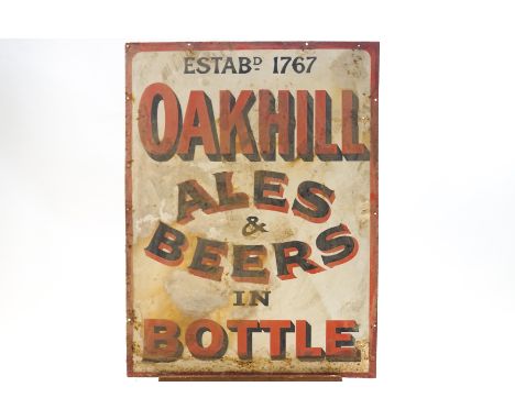 An original enamel advertising sign - Oakhill Ales & Beers, 92cm x 69cm