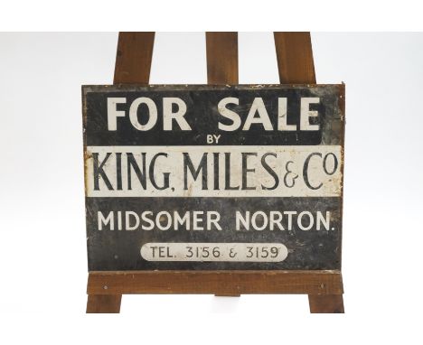 An enamel 'For Sale' sign, King, Miles & Co, Midsomer Norton, 38.5cm x 51cm