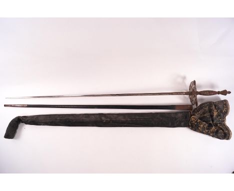 An early 20th century cut steel dress sword, the epee blade engraved HILL BROS, OLD BOND ST, LONDON, and foliate scroll decor