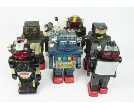 Vintage Robots &amp; Space Toys, including Hong Kong Space Commander Robot, Masudaya Modern Toys Space Lab M-50, HC Hong Kong