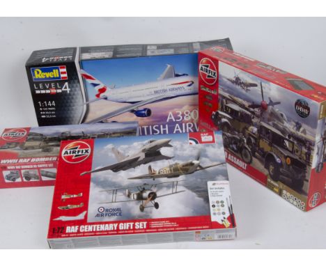 Modern Revell Military and Civil Aircraft Kits, two 1:144 scale examples 03922 A380-800 BA Airbus (both factory sealed), A501