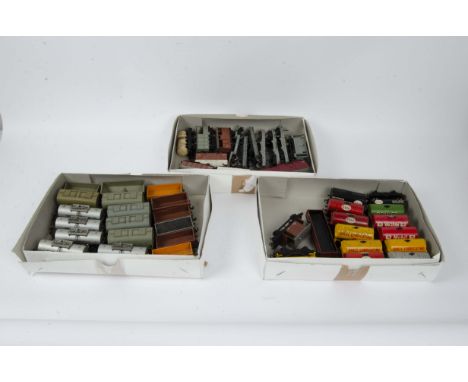 Unboxed Hornby-Dublo OO Gauge Freight Stock, all fitted with insulated wheels for 2-rail running, including 13 tinplate tanke