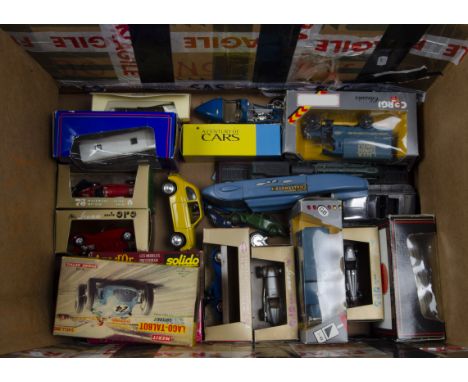 Modern Diecast Vehicles, mostly vintage vehicles including a boxed Kyosho 08201B Tucker Torpedo (displayed but G-E), and two 