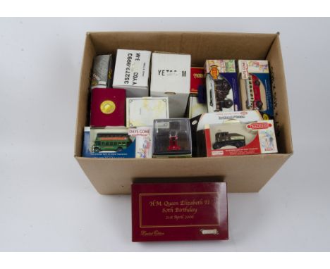 Modern Diecast Vehicles, a boxed collection of vintage commercial vehicles, including Days Gone by Lledo QU1003 Queen Elizabe