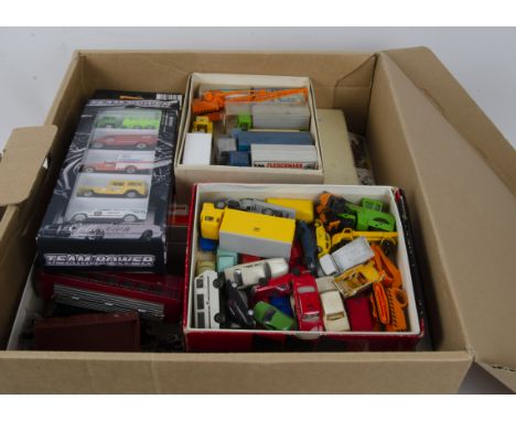 A Collection of HO Gauge Continental Trains Road Vehicles and Layout Items, including boxed Roco DB 0-4-0DS, F, paintwork rub