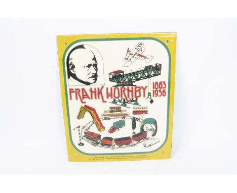 A Limited Edition Vitreous Enamel 'Frank Hornby 1863-1936' Commemorative Sign, LE no 153/250, issued by the London Toy and Mo