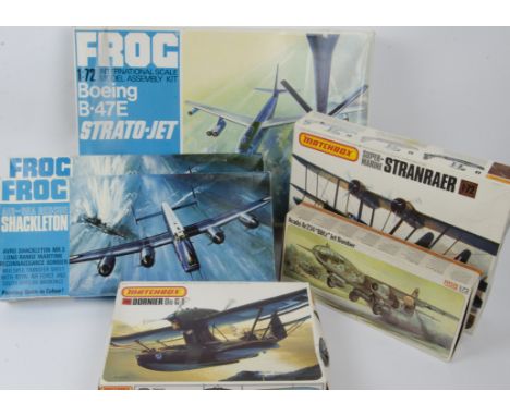 Frog and Matchbox Aircraft Kits, a boxed collection od 1:72 scale examples comprising Frog F417 Arado, F172 Shackleton (2) an