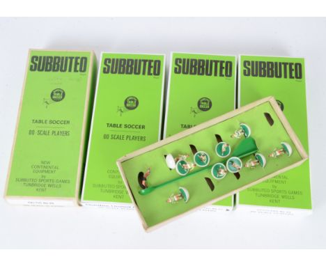 Various Subbuteo Scottish Teams, Hearts, Dundee United (one arm broken), Celtic and Scotland, VG, boxes G-VG, three repro (4)