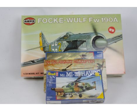 Revell and Airfix Aircraft Kits, a boxed collection including Airfix 1:24 scale 16001-8 Focke Wulf, Revell 1:32 Scale 4719 F-