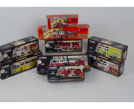 Corgi Classics American and Other Fire Engines and Related Vehicles, a boxed collection some limited edition comprising La Fr