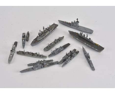 Various makers scale 1:1200 Naval waterline models, R1025 and another similar Aircraft Carrier, R, r1044, R1804, 64 Moskva, O