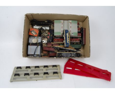 Jouef/Playcraft HO Gauge UK-market Trains, including Bo-Bo diesel and 0-4-0T Locomotives, 4 BR crimson coaches, 4-wheeled and