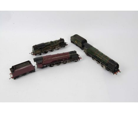 Modified Hornby-Dublo OO Gauge (2-rail) Locomotives and Tenders, a Duchess repainted in crimson converted to 2-rail and with 