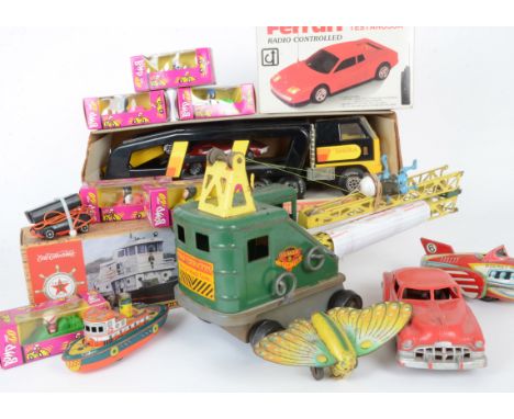 Tonka Marks steel toys various Tin Toys and Brooke Bond Bump and Go vehicles, Tonka 1934 Car Carrier, in original box, unboxe