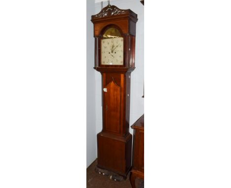 ~ A mahogany eight day longcase clock, signed M Watson, Newcastle, circa 1800, later case, 49cm by 25cm by 237cm high 